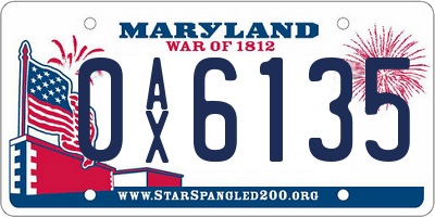 MD license plate 0AX6135