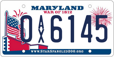 MD license plate 0AX6145