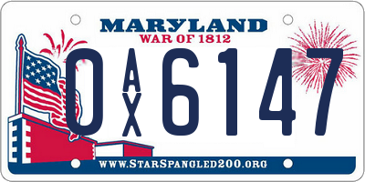 MD license plate 0AX6147