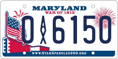 MD license plate 0AX6150