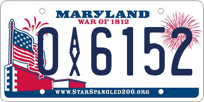 MD license plate 0AX6152