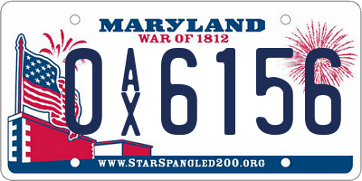 MD license plate 0AX6156
