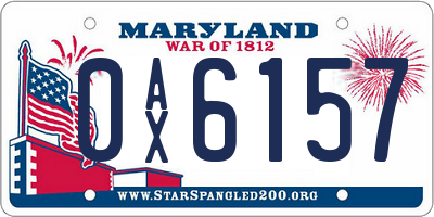 MD license plate 0AX6157