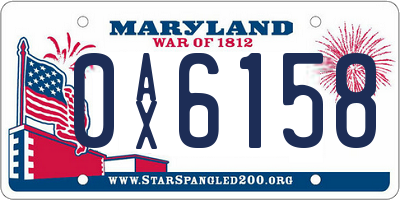 MD license plate 0AX6158