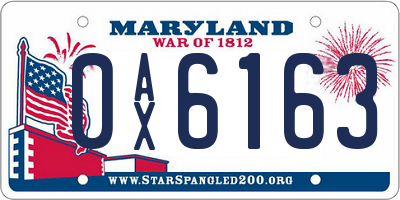MD license plate 0AX6163