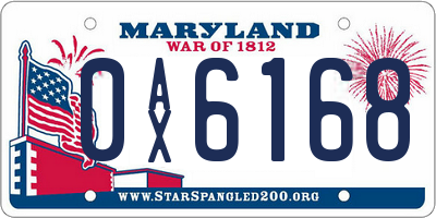 MD license plate 0AX6168