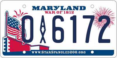 MD license plate 0AX6172