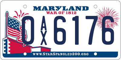 MD license plate 0AX6176