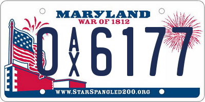 MD license plate 0AX6177
