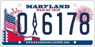 MD license plate 0AX6178