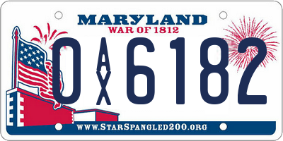 MD license plate 0AX6182
