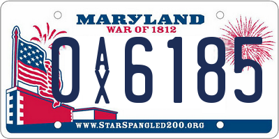 MD license plate 0AX6185