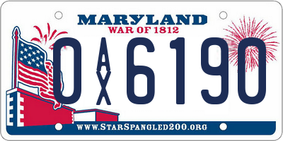 MD license plate 0AX6190