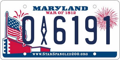 MD license plate 0AX6191