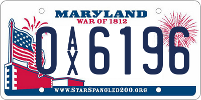MD license plate 0AX6196