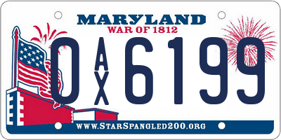 MD license plate 0AX6199