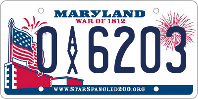 MD license plate 0AX6203