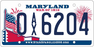 MD license plate 0AX6204