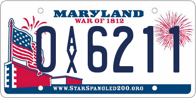 MD license plate 0AX6211