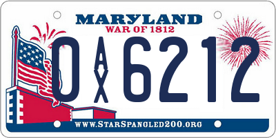 MD license plate 0AX6212