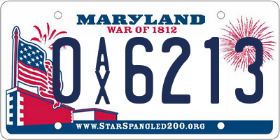 MD license plate 0AX6213