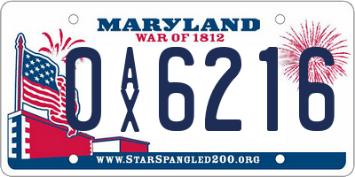 MD license plate 0AX6216