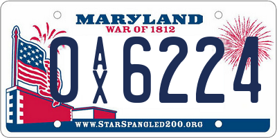 MD license plate 0AX6224