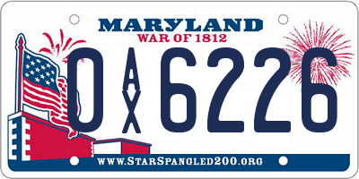 MD license plate 0AX6226