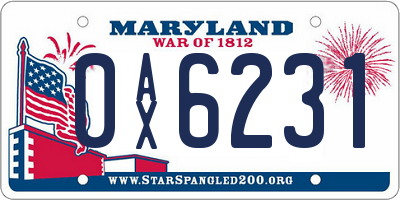 MD license plate 0AX6231