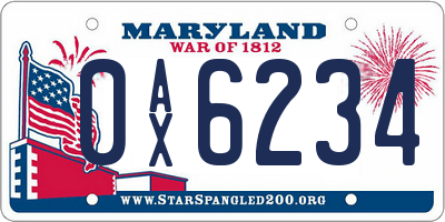 MD license plate 0AX6234