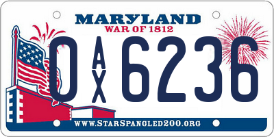 MD license plate 0AX6236