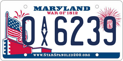 MD license plate 0AX6239