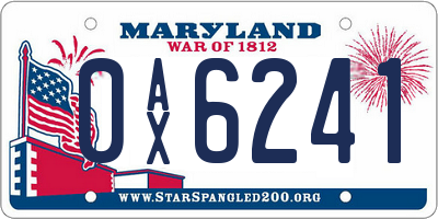 MD license plate 0AX6241