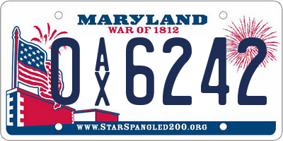 MD license plate 0AX6242