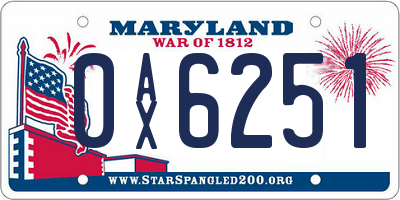 MD license plate 0AX6251