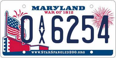 MD license plate 0AX6254
