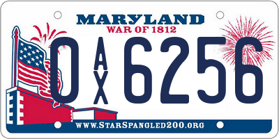 MD license plate 0AX6256