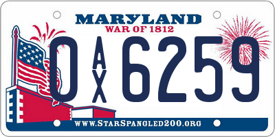 MD license plate 0AX6259