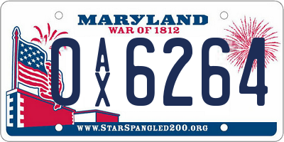 MD license plate 0AX6264