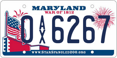 MD license plate 0AX6267