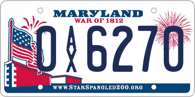 MD license plate 0AX6270