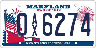 MD license plate 0AX6274