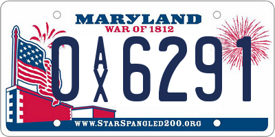 MD license plate 0AX6291