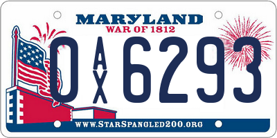 MD license plate 0AX6293