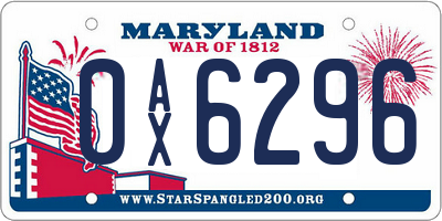 MD license plate 0AX6296