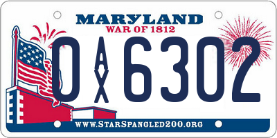 MD license plate 0AX6302