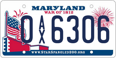 MD license plate 0AX6306
