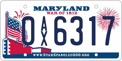 MD license plate 0AX6317