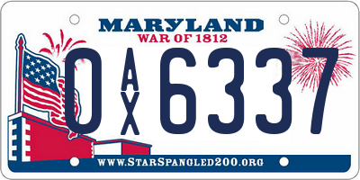 MD license plate 0AX6337