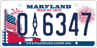 MD license plate 0AX6347
